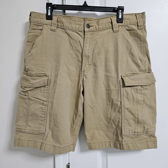 Carhartt Relaxed Fit Cargo Shorts Men’s 36 (35x10) Tan Outdoors Workwear VGUC - Picture 1 of 9